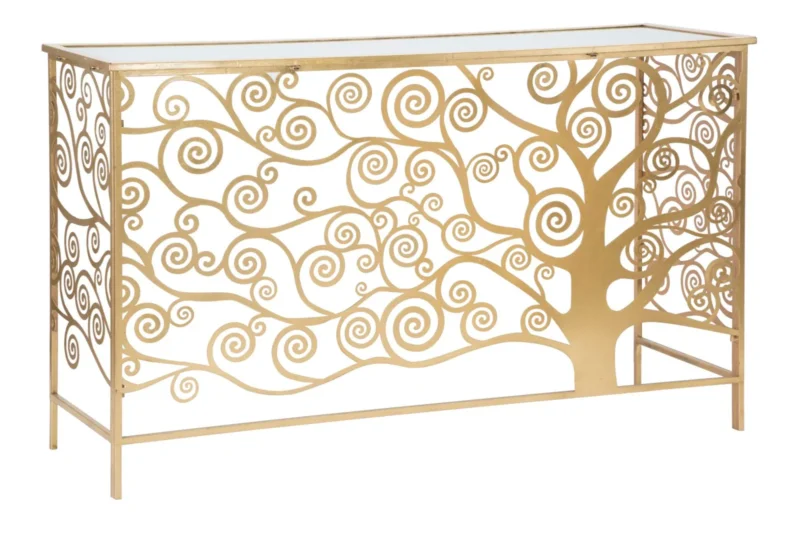 Konsole Vitanova Lebensbaum Design Gold Metall Glas