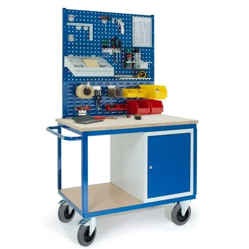 Rollcart Werkstattwagen mit Stahlschrank 2x Lochplatten 1x Schlitzplatte 1150x750