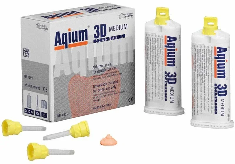 Aqium 3D medium Kartuschen 2x50ml mit Zubehör und Verpackung.