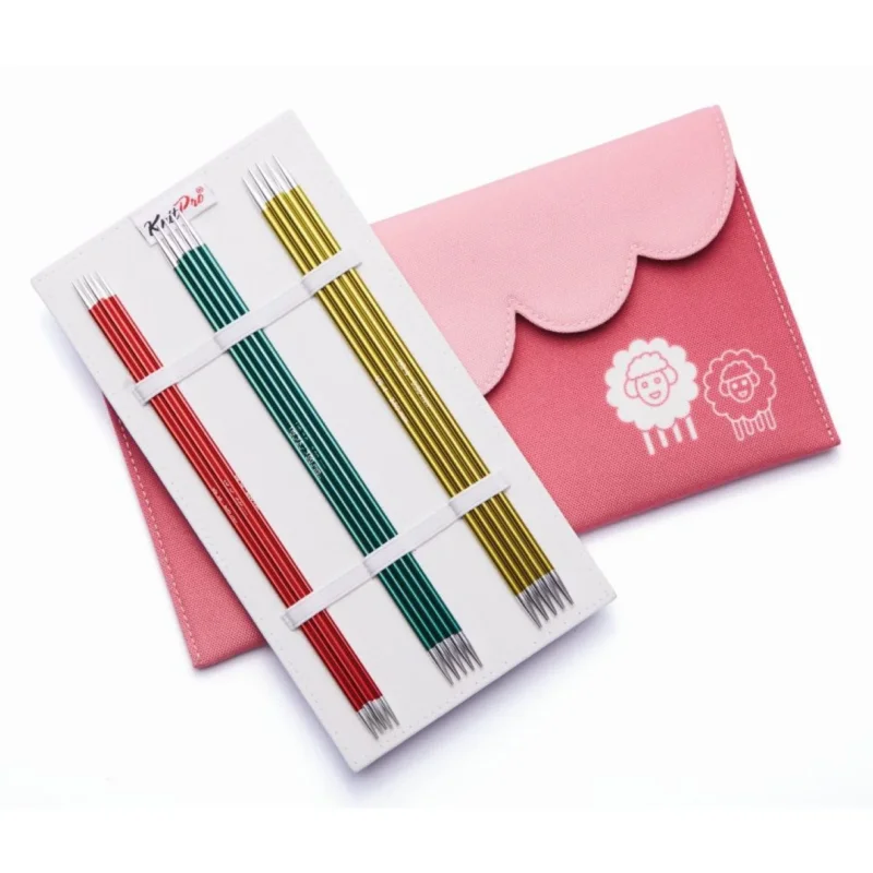 KnitPro Nadelset Nadelspiel ZING Alu 15 cm, je 5 Nadeln 2,0 2,5 3,0 3,5 4,0 mm
