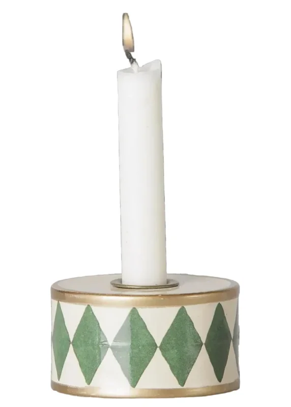 Maileg - Kerzenständer Tromme, Grün/Off-White