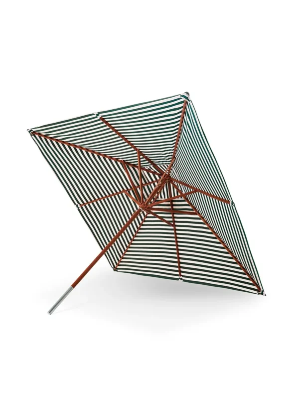 Skagerak Messina Sonnenschirm 300, Light Apricot/Green Stripes von Fritz Hansen
