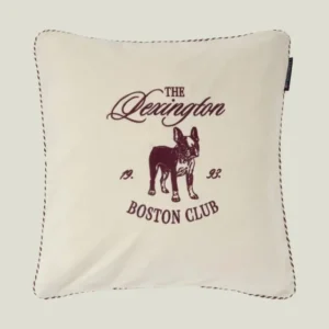 LEXINGTON Boston Club Kissenbezug aus Bio-Baumwollsamt, hellbeige/fig