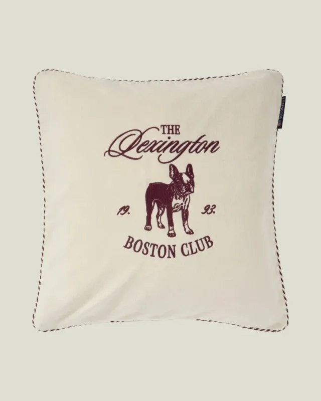 LEXINGTON Boston Club Kissenbezug aus Bio-Baumwollsamt, hellbeige/fig
