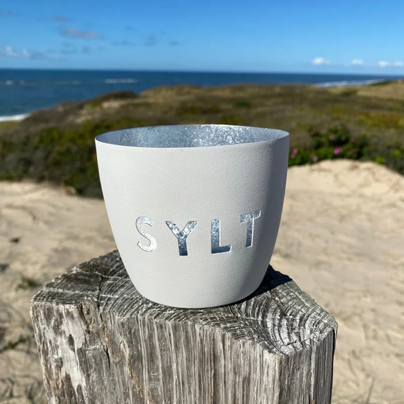Windlicht im exklusiven Sylt Design Weiß Mittel