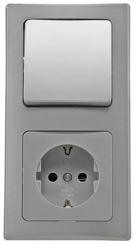 DELPHI Starter Steckdo.+ WS+ Rahmen 250V~/ 16A, Klemmanschluss, silber
