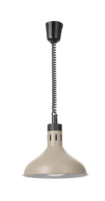 HENDI Höhenverstellbare Wärmelampe – glockenförmig – 230 V / 250 W – Beige – Ø 295 × H 207 mm – Produktansicht