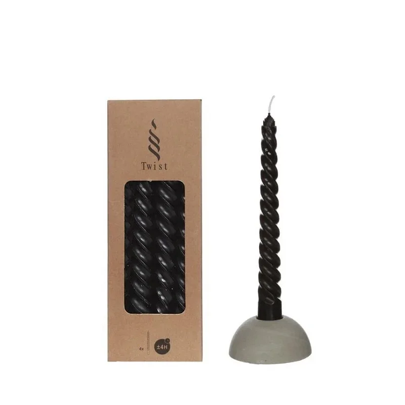 Candles twisted black 19cm high (4 pcs.)