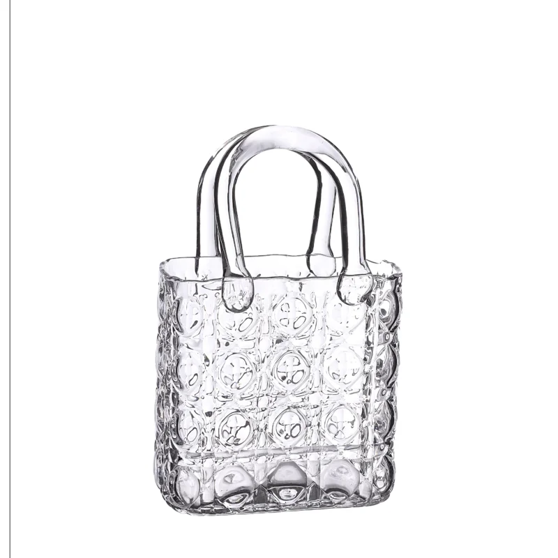Handbag vase Elysee glass handle L.14 x W.9,5 x H.22 cm clear (1 pc)