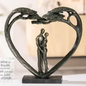 Inspirierende Skulptur Love Tree - Bronzefarben mit Liebesbotschaft und Base
