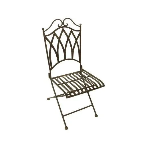 Gartenstuhl 2er Set 93,5 cm – klappbare Stühle aus Eisen in Dunkelbraun