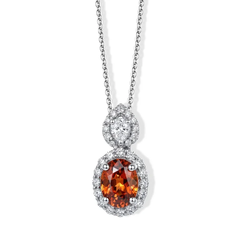 D'Joy AA Roter Zirkon, Moissanit Schmuckset ca. 45 cm 925 Silber Rhodiniert ca. 1,99 ct.