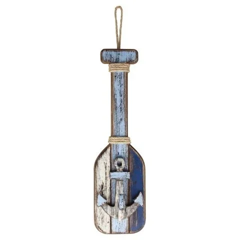 Wand Deko Paddel mit Haken – maritimes Holzpaddel im Vintage Küsten Stil