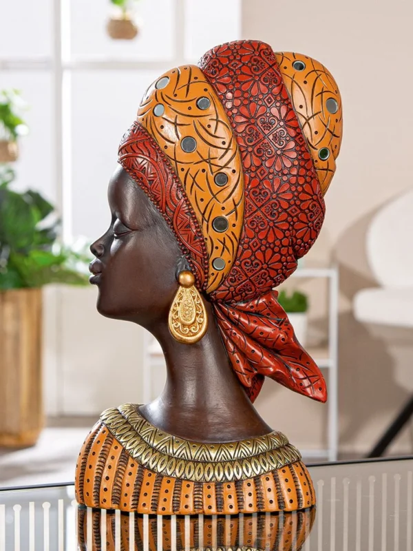 Dekofigur Nosta afrikanische Frau Büste orange braun Kunstharz