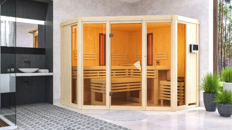 Karibu Infrarotsauna "Sauna Asta" 5 Personen 9 kW Ofen (finnisch) + Steuergerät