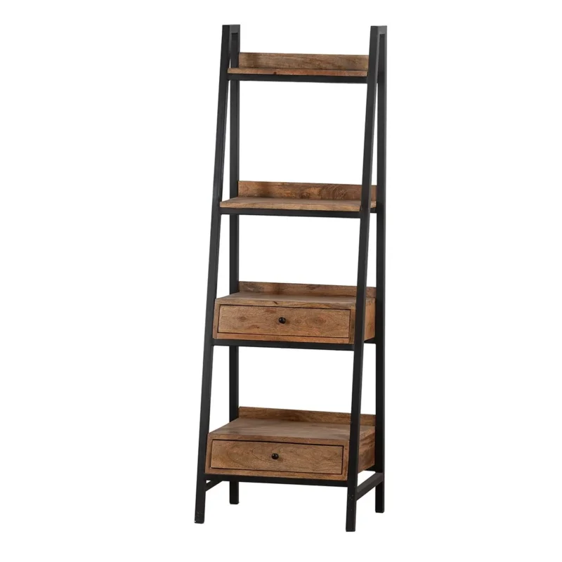 Regal Libri aus Metall in Braun und Naturfarben
