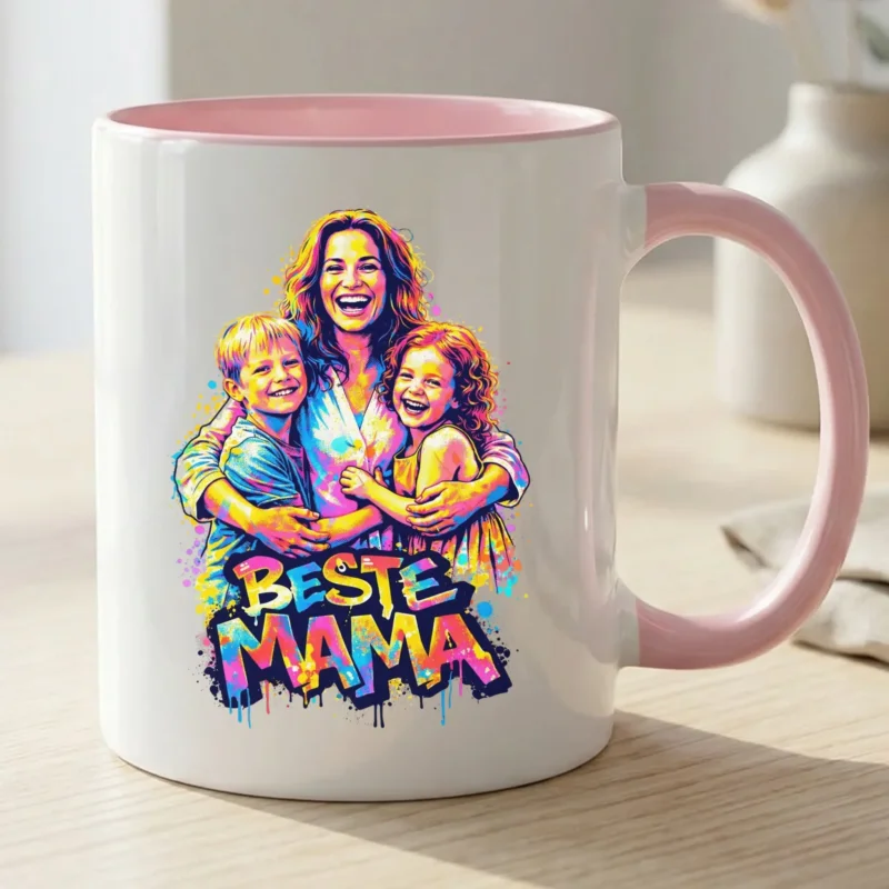 Personalisierte Tasse mit Foto und Streetart-Effekt für Mama – Streetart für Mama