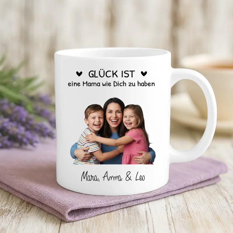 Personalisierte Tasse mit Foto und Namen für Mama – Beste Mama