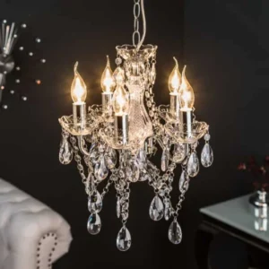 Eleganter Kronleuchter DIAMONDS S 40cm silber Acryl 5-armig Barock Design