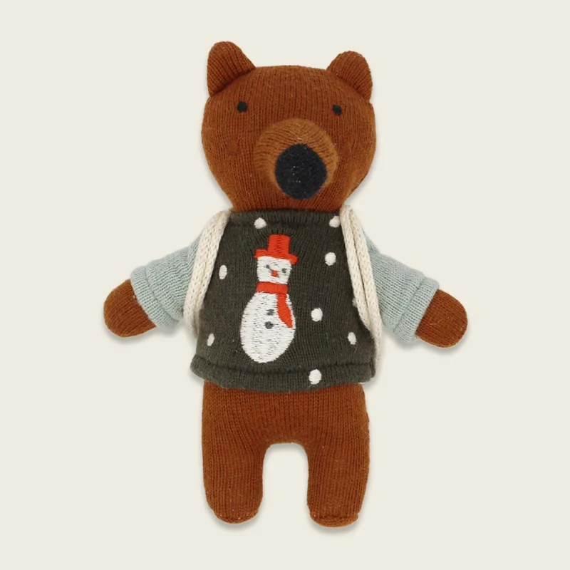 Ava & Yves Mini-Kuscheltier Fuchs mit Schneemannpulli und Rucksack