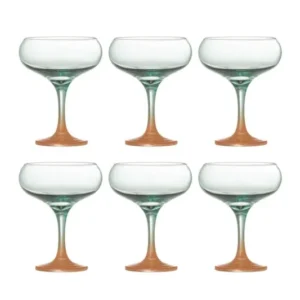 Cocktailgläser Ozeana – Gläser mit dezent bernstein- und türkisfarbene Akzente(6er-Set)