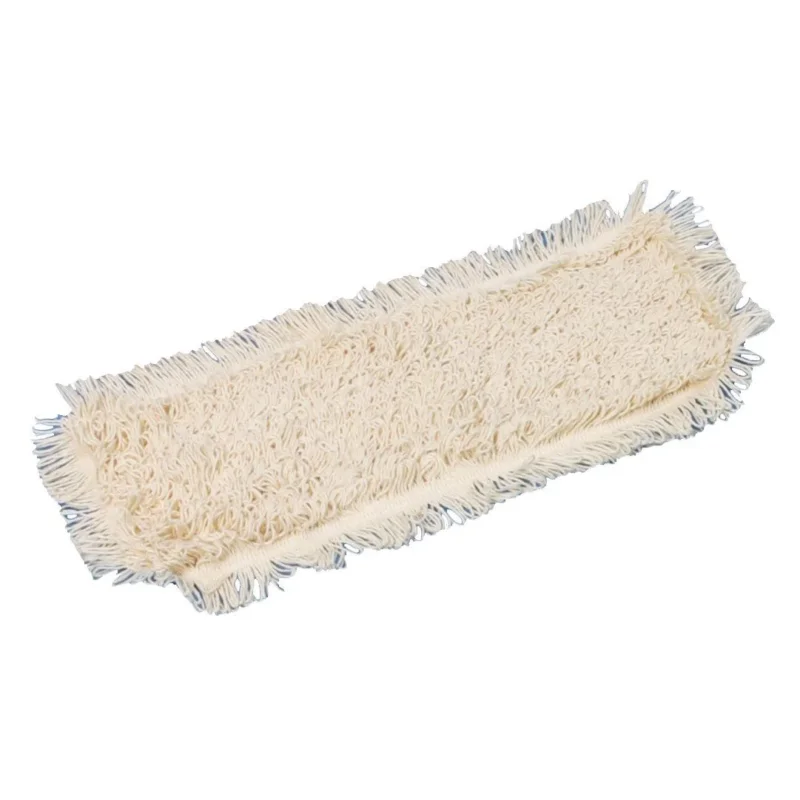 Der TASKI Swing Mop 45 Nasswischfranse von Diversey Deutschland GmbH & Co. OHG ist ein rechteckiger, cremefarbener Staubmoppkopf mit ausgefransten Rändern und strukturierter Oberfläche, der durch geschlossene Schlaufen eine hervorragende Reinigung und Gleitfähigkeit bietet. Abgebildet auf weißem Hintergrund.