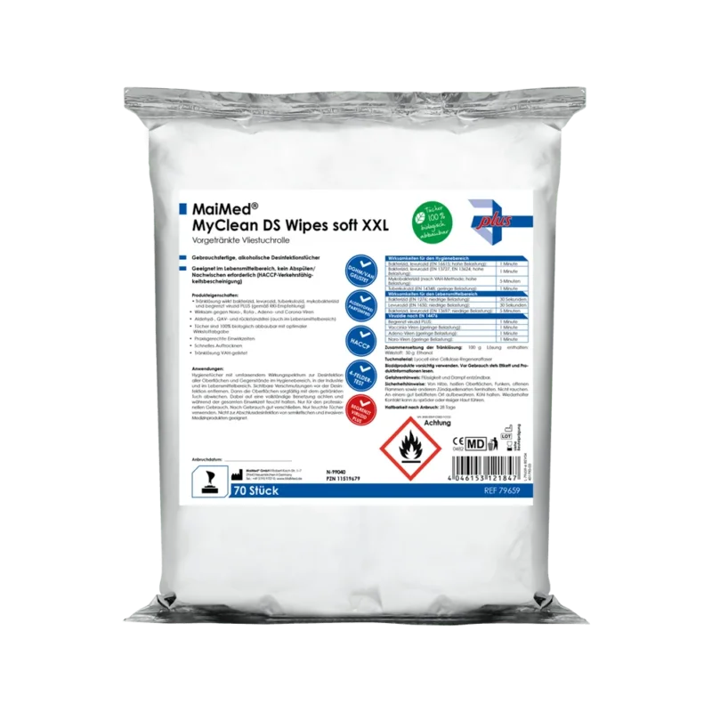 MaiMed MyClean DS Wipes soft XXL - 70 Blatt vorgetränkt mit MaiMed MyClean DS | Packung (70 Blätter)