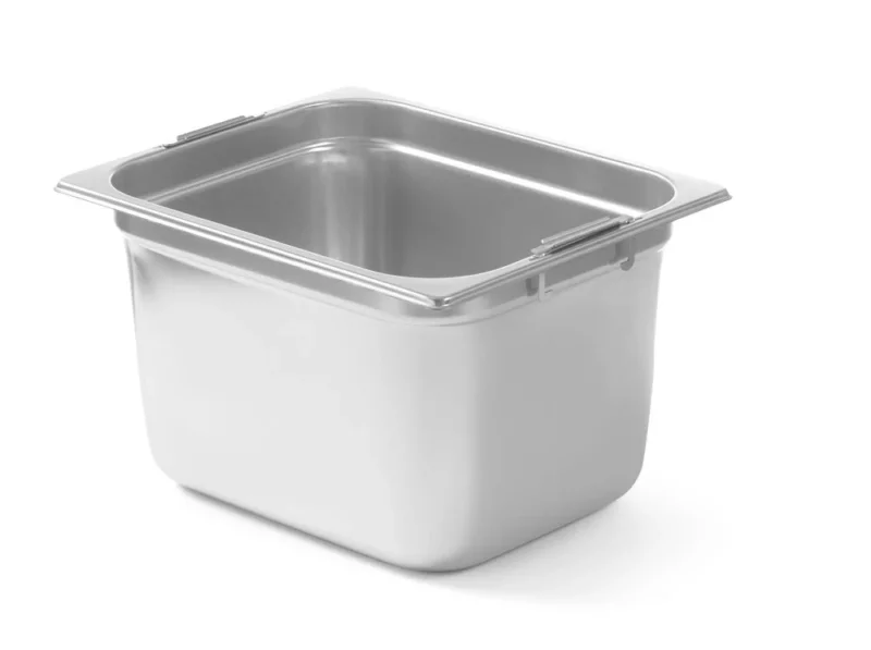 HENDI GN-Behälter mit einklappbaren Griffen – GN 1 / 2 – 6 – 25 l – 325 × 265 × H 100 mm – Produktansicht