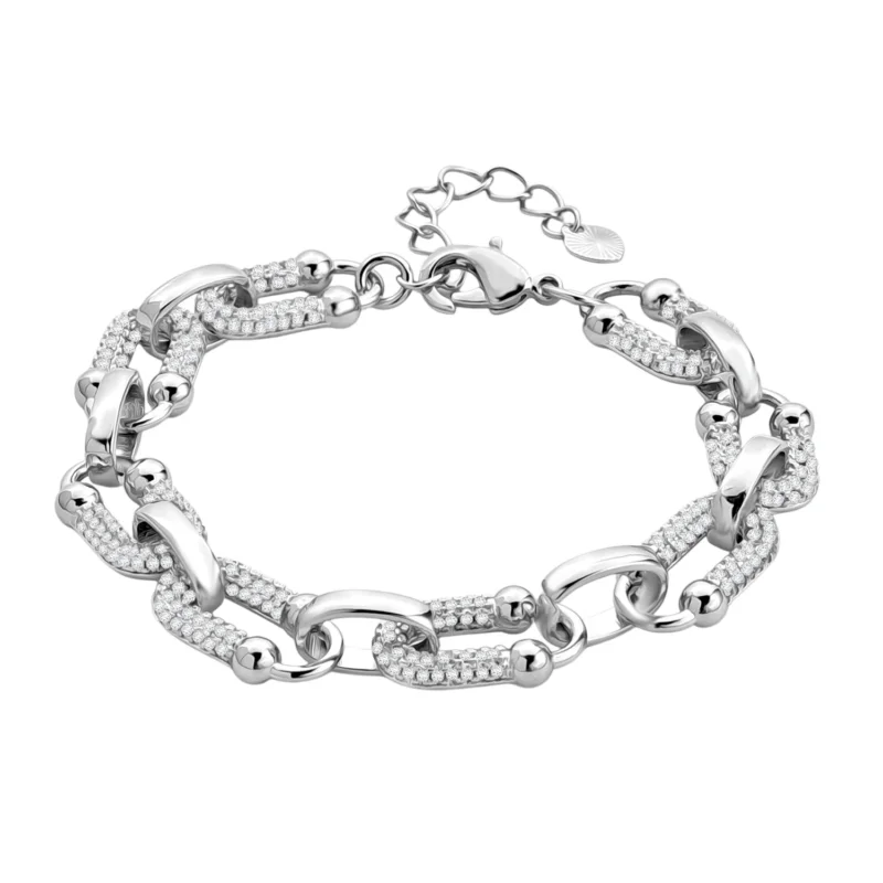Weißer Zirkonia Armband ca. 18 cm + 2.5 cm Extender, Nickelfreies Messing