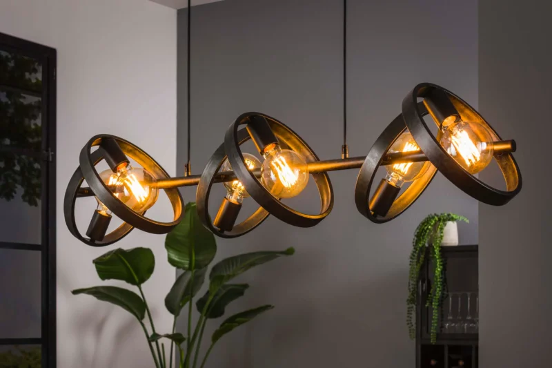 Pendelleuchte Arkon – Metallrahmen in Charcoal mit industrieller Ausstrahlung (6-flammig)