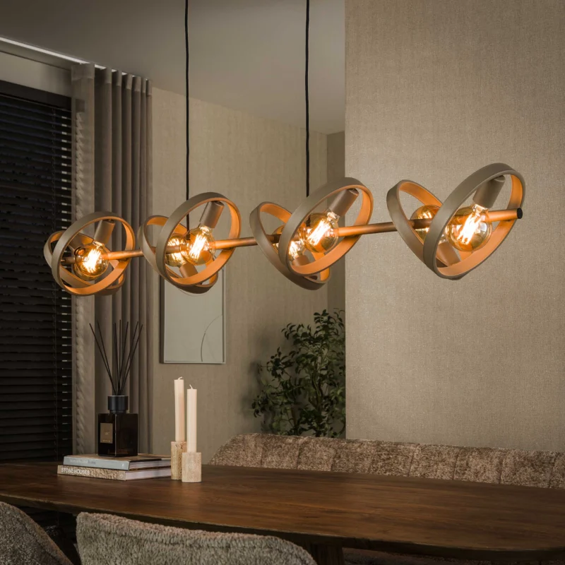 Pendelleuchte Hover Metallringe 8-Fassungen