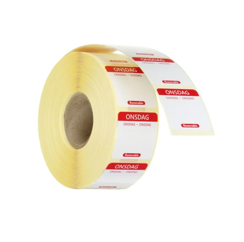HENDI Täglich anwendbare Lebensmittelsicherheitsetiketten – Mittwoch – Rot – 25 × 25 mm – 1000 Stück – Produktansicht