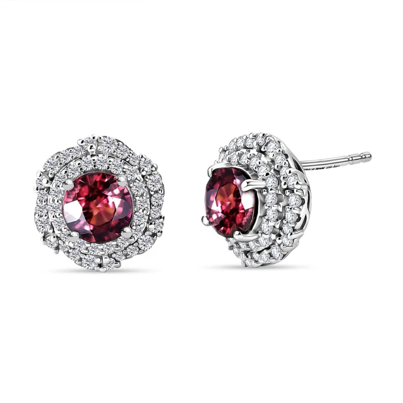 D'Joy AA Himbeer Zirkon, Moissanit AGI zertifiziert Ohrringe 925 Silber Rhodiniert ca. 3,26 ct.