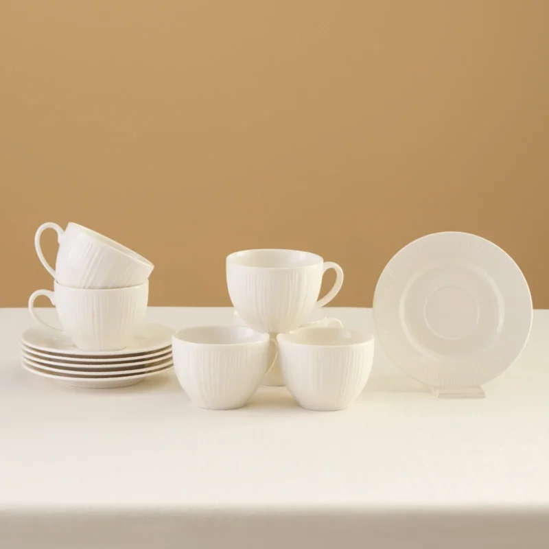 Karaca Anna Embossed Teetassen-Set für 6 Personen, 220 ml