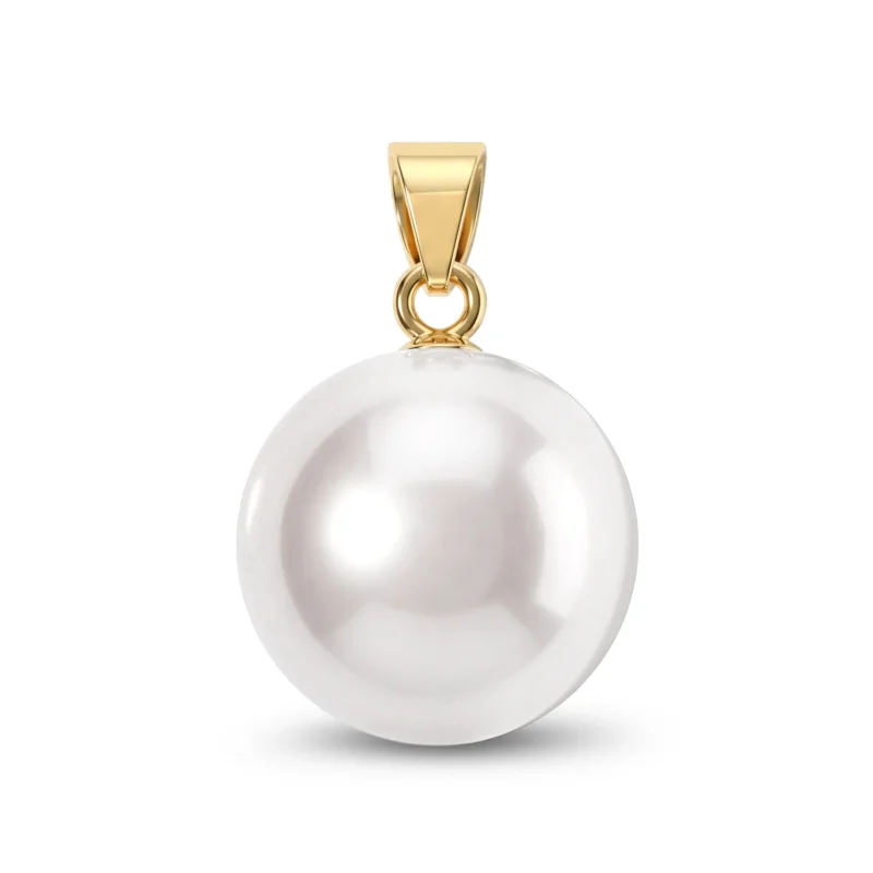 D'Joy Weiße Edison Perle (12-13 mm) Anhänger 925 Silber Vergoldet