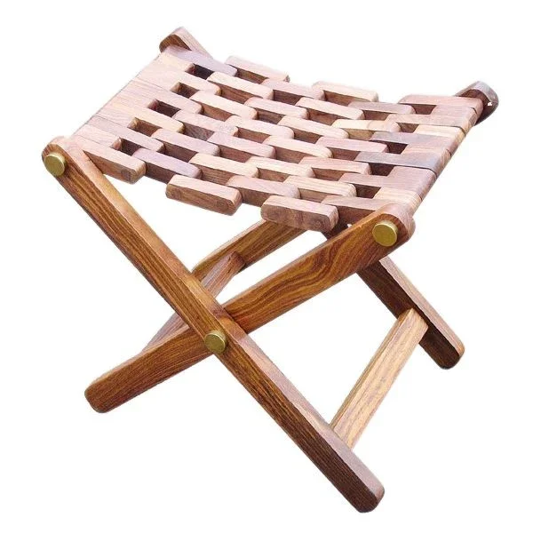 Klapphocker – maritimer Sitzhocker aus Holz und Messing
