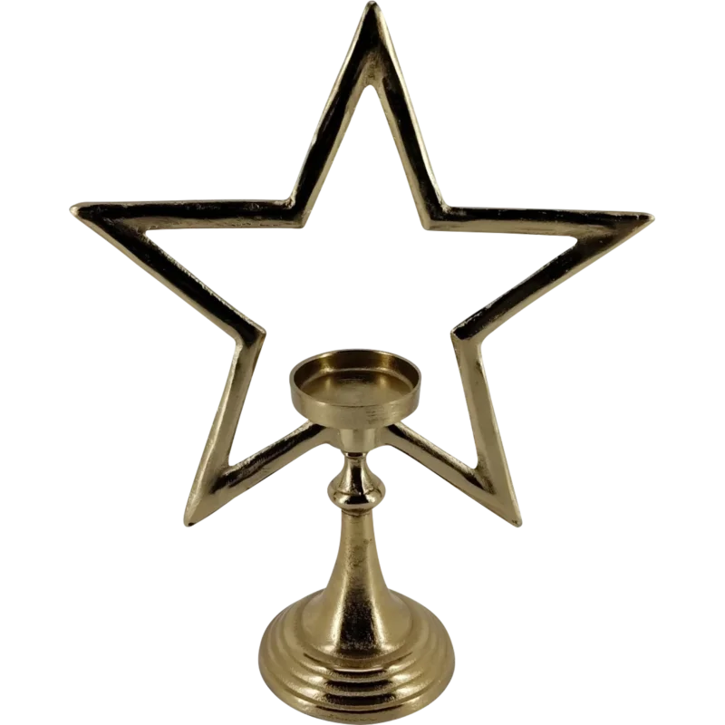 Ster met waxinelichthouder Brush goud 46cm