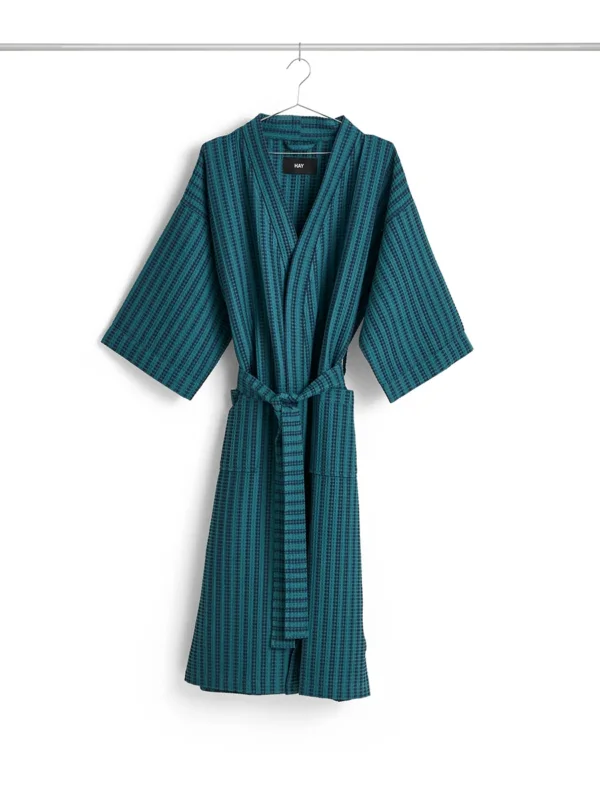 Waffle Bademantel, Stripe Petrolblau von HAY
