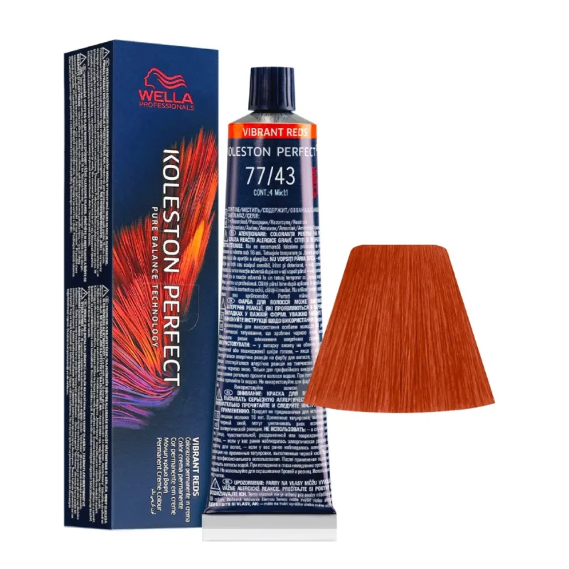 Wella Koleston Perfect Vibrant Reds 77/43 Biondo Medio Intenso Rame Dorato 60ml - colorazione permanente
