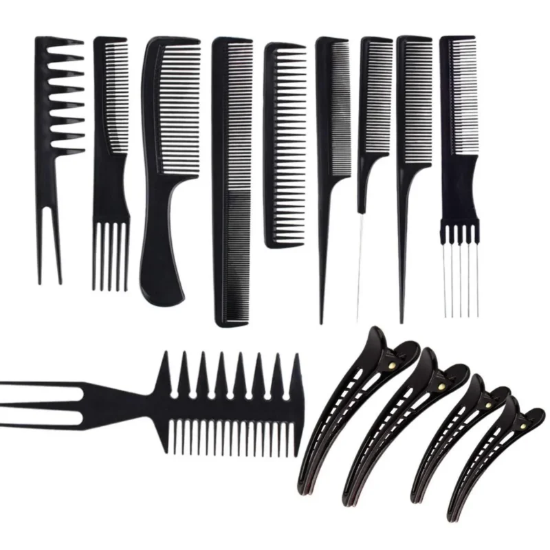 Profi Hair Styling Kamm Set + Haarklammern Schwarz