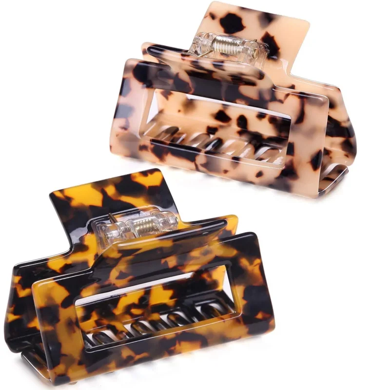 Leopard Haarklammer Damen Set Mittelgroß Acetat Spange