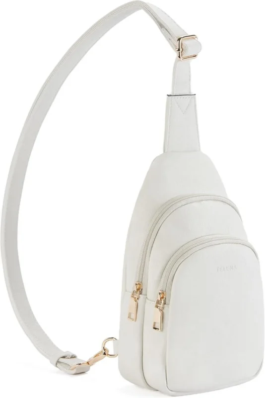 Telena Damen Crossbody Umhängetasche PU Leder Beige
