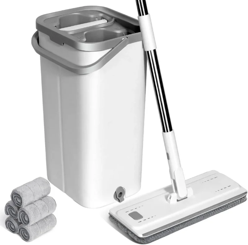 Masthome Wischmopp Set mit Eimer und 10 Mikrofaser Pads