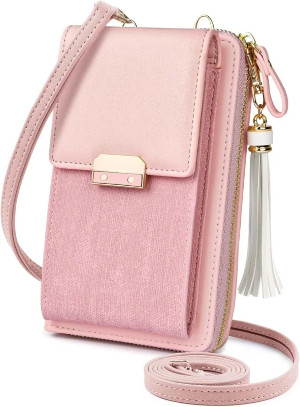 Damen PU Leder Umhängetasche mit Brieftasche und Smartphonefach