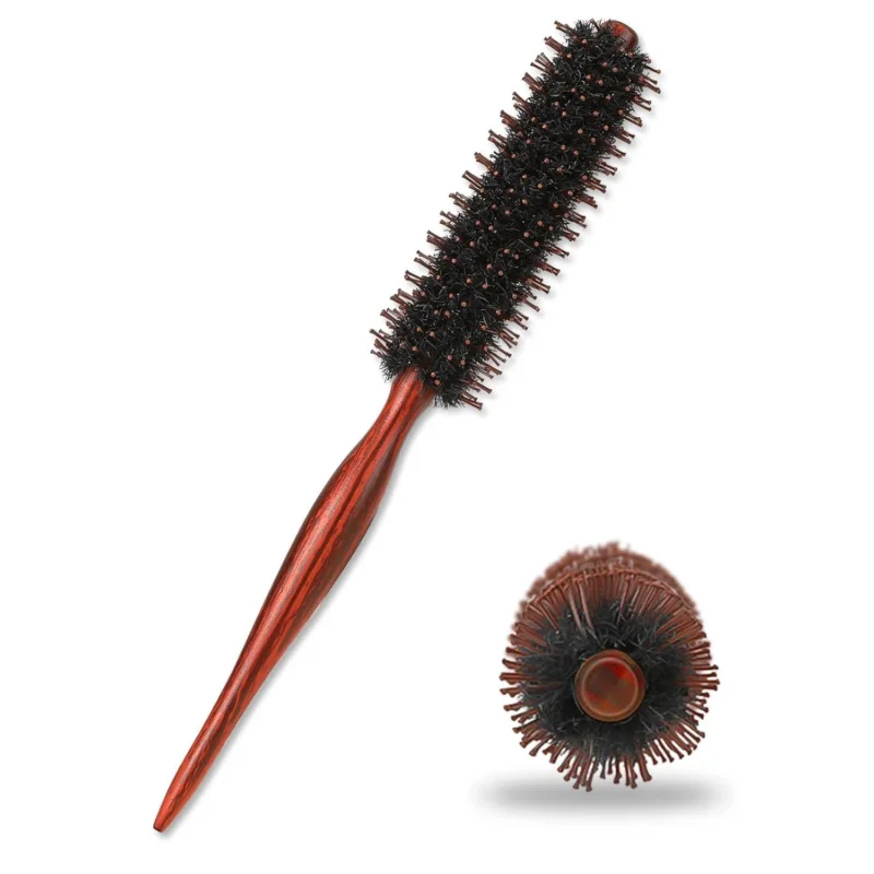 Runde Haarbürste Wildschweinborsten Lockenbürste Föhnen 3,3 cm