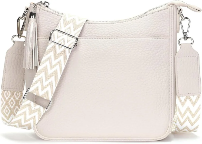 Umhängetasche Damen Crossbody Bag Beige Vegan Leder