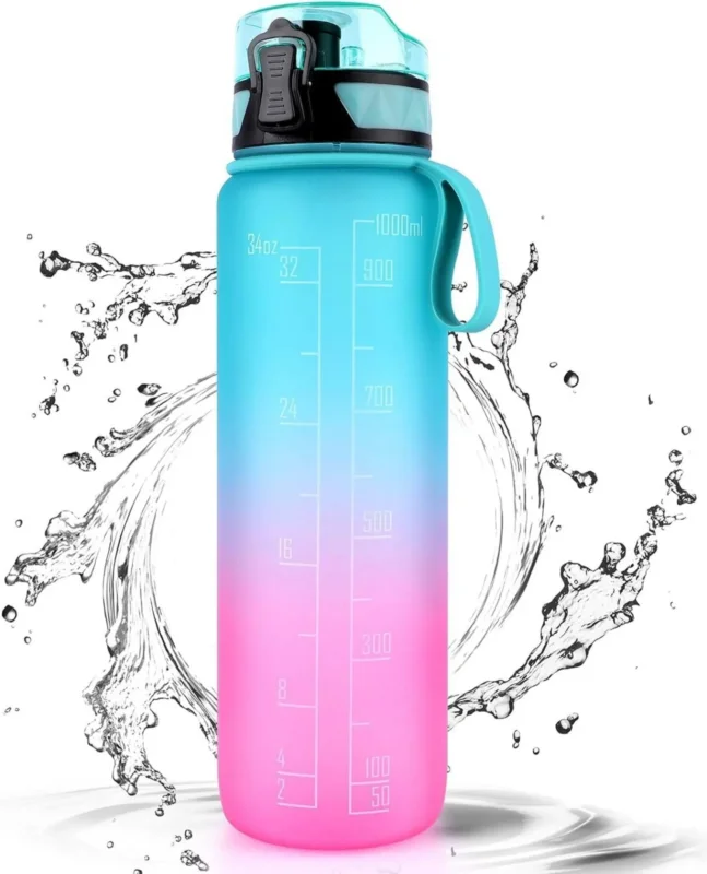 Trinkflasche 1L Sport Wasserflasche rutschfest Gummi Grip Geeignet für