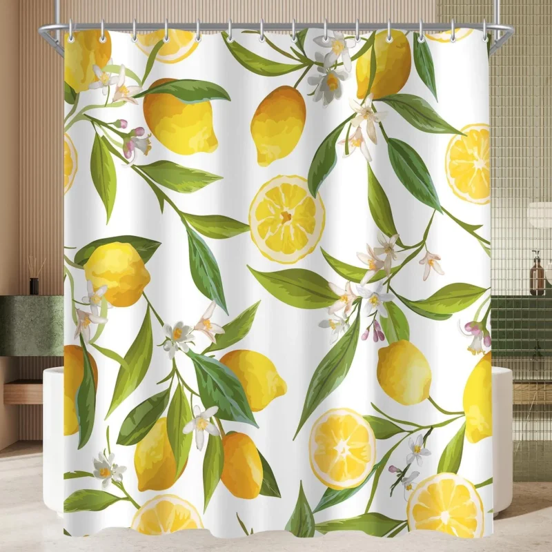 Duschvorhang Zitrone Blatt 100x200cm Wasserabweisend Anti-Schimmel