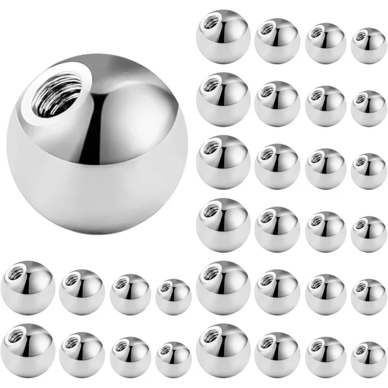 Silberne Piercing Kugeln Set 32stk 1,2mm Edelstahl 3/4/5/6mm