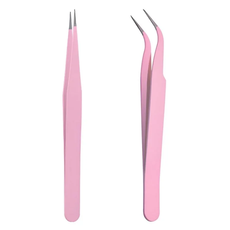Pinzettenset für Augenbrauen und Gesichtshaare, Edelstahl, 2er-Set
